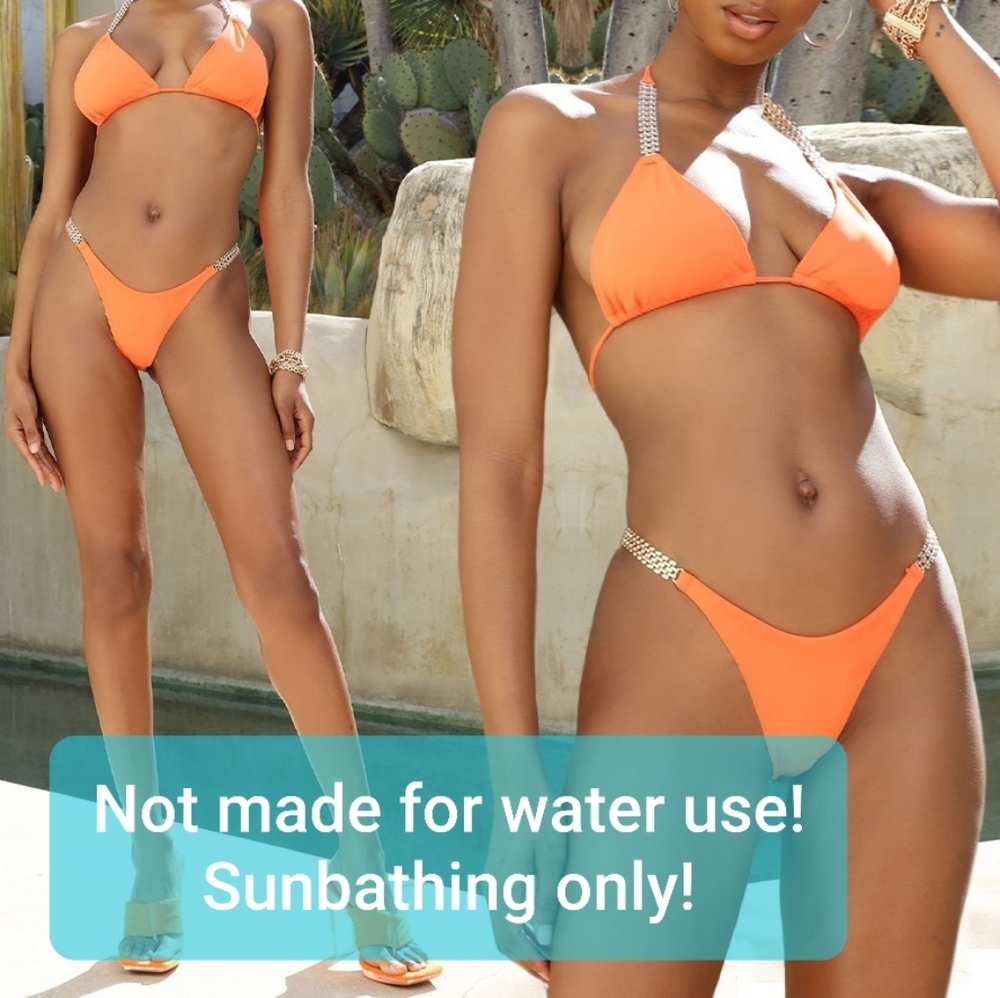 Chain Detail Orange Swim Set